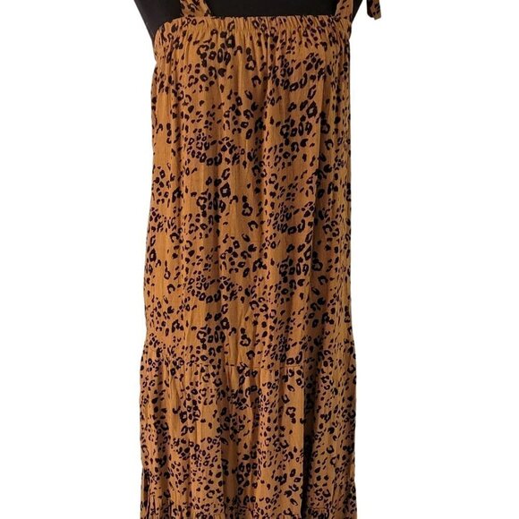 NWOT FRENCH GREY Maxi Dress w Shoulder Ties Brown & Black Animal Print Size M - Picture 12 of 14